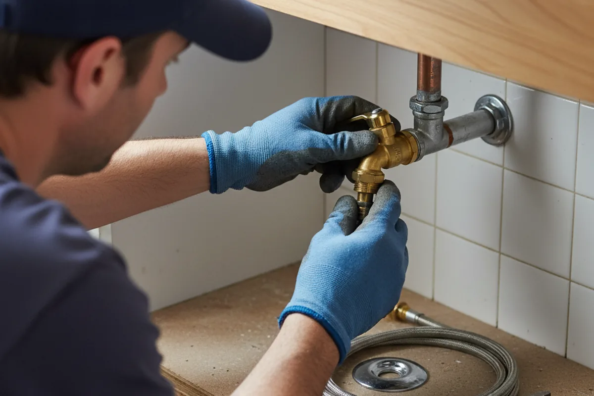 Shutoff valve and fitting work during Burst Pipe Repair in Spiceland